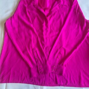 Express Pink Long Sleeve Polo Sweatshirt